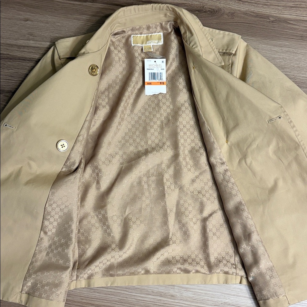Michael Kors Short Double-Breasted Trench Coat Petite Small - Picture 7 of 13